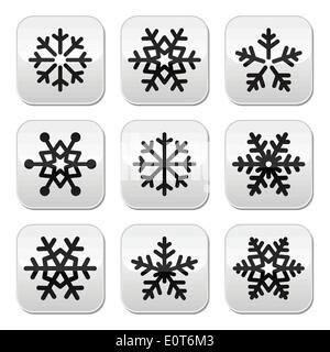 Schneeflocke winter Vektor Tasten Winter Weihnachten Tasten einstellen - Schneeflocken isoliert auf weißem Stock Vektor
