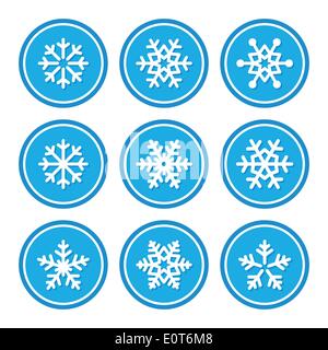 Schneeflocken Icons als Retro l Winter Weihnachten Symbole - Schnee Stock Vektor