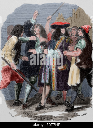 John Law (1671-1729). Schottischer Ökonom. Der Regent, Herzog von Orléans, sparen Gesetz. Gravur. Farbige. Stockfoto