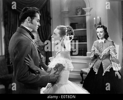 Henry Fonda, Bette Davis & Margaret Lindsay, am Set des Films, "Jezebel", 1938 Stockfoto