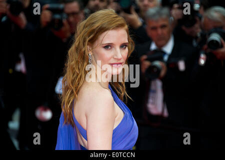 Cannes, Frankreich. 19. Mai 2014. Jessica Chastain am roten Teppich Ankünfte für 'Foxcatcher' 67. Cannes Film Festival 2014 Palais Du Festival, Cannes, Frankreich Montag, 19. Mai 2014 Credit: James McCauley/Alamy Live News Stockfoto