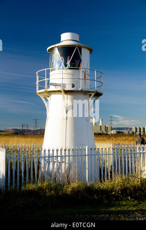 USK Osten Leuchtturm von Trinity House, Newport, South Wales im Jahr 1893 erbaut. Stockfoto