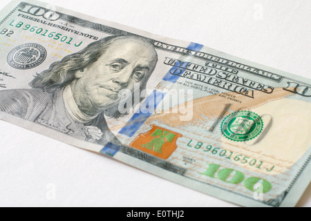 100 US-Dollar-Banknote 2013 Neuauflage. Stockfoto