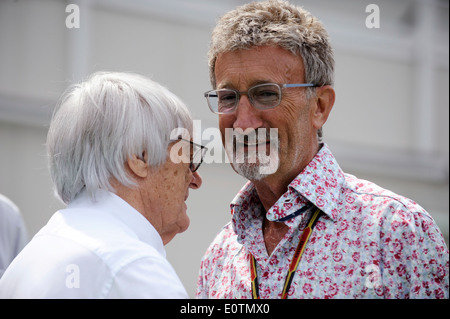 Formel 1 Grand Prix von Spanien 2014---Formel-1-Chef Bernie Ecclestone (GBR) und Eddie Jordan Stockfoto