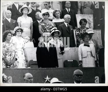 8. August 1960 - Eröffnung der Olympischen Spiele in Rom. Präsident Gronchi macht Eröffnung Rede.: Foto zeigt Präsident Gronchi von Stockfoto