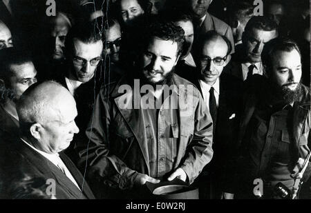 Fidel Castro und Nikita Chruschtschow im sowjetischen Mission Stockfoto