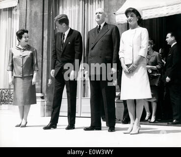 Präsident Kennedy und Jackie Besuch Charles de Gaulle Stockfoto