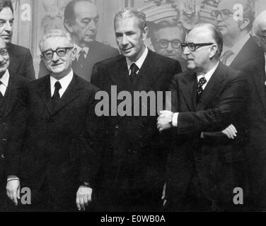 Giovanni Leone, Aldo Moro und Mariano Rumor Stockfoto