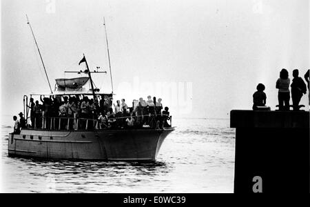 Kubanische Flüchtlinge kommen mit dem Boot nach Key West Stockfoto