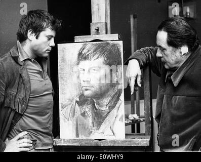 Schauspieler Oliver Reed wird von Pietro Annigoni skizziert Stockfoto