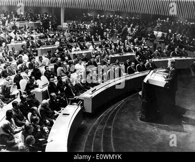 Präsident John F. Kennedy spricht bei Vereinten Nationen Stockfoto