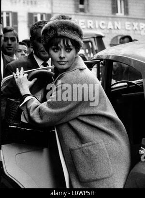 Schauspielerin Sophia Loren in Rom zum Film "Gestern heute und morgen" Stockfoto