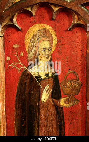 St. Dorothy Englisch mittelalterliche Lettner Malerei, um 1500 Norden Tuddenham, Norfolk, England UK Saint Dorothea von Caesarea Stockfoto