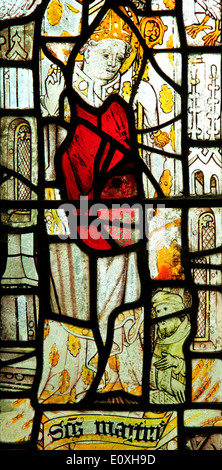 St. Martin, Bischof von Tours, mittelalterliche Glasmalerei Fenster, North Tuddenham Norfolk Heiligen Heiligen Stockfoto