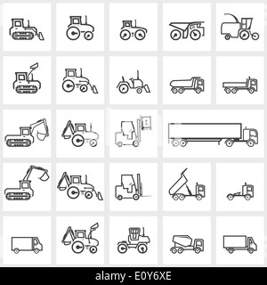 Vektor Icon set, Autos und Traktoren Stockfoto