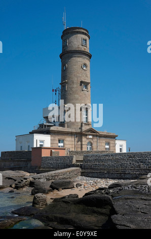 Leuchtturm am Gatteville-le-Phare, Pointe de Barfleur, Normandie, Frankreich Stockfoto