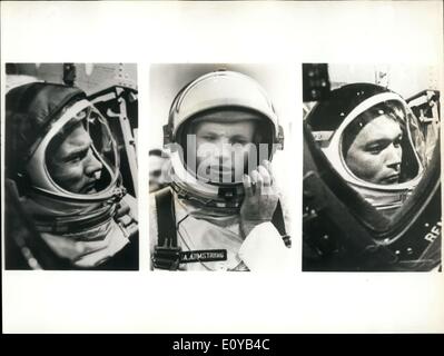 12. Juli 1969 - Apollo XI Crew: Aldrin, Armstrong und Collins Stockfoto
