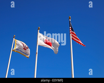 Flagge von San Francisco, Japan, Vereinigte Staaten von Amerika in Japantown, San Francisco Stockfoto