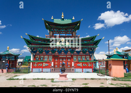 Tempel in Ivolginskij Dazan, Werchnjaja Ivolga, Burjatien, Sibirien, Russland Stockfoto