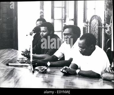 1. Januar 1971 - abgesetzt Präsident Milton Obote auf seiner Pressekonferenz in Dar Es Salaam, Tansania, Uganda Januar 1971. Stockfoto