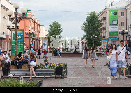 Fußgängerzone am Lenin-Straße (auch genannt Arbat) in Ulan-Ude, Burjatien, Russland Stockfoto