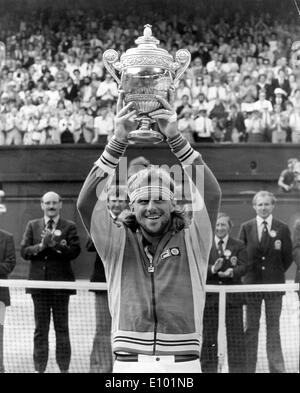 Tennisspieler Björn Borg gewinnt Wimbledon erneut Stockfoto