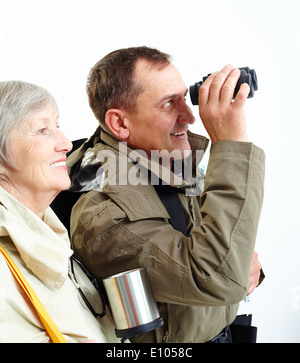 Porträt von senior Brautpaar während der Reise Stockfoto