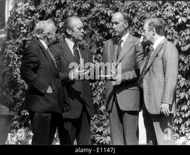 Präsident Ford, Harold Wilson, d ' Estaing und Helmut Schmidt Stockfoto