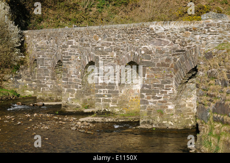 Landacre Brücke über Fluß Barle in der Nähe von Withypool Stockfoto