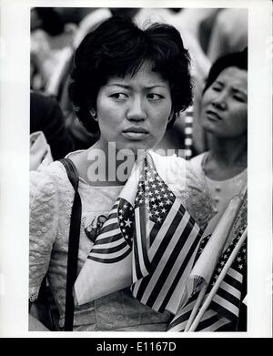 6. Januar 1976 - Yankee Stadion Bicentennial God Bless America Festival der Vereinigungskirche Rev Sunmyung Mond. Stockfoto