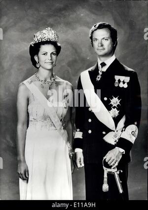 8. Oktober 1976 - neue offizielle Fotos des Königs und der Königin von Schweden. Das Foto zeigt die neuesten offiziellen Foto von König Carl Gustaf und Königin Silvia von Schweden, vom Fotografen Lennart Nilsson. Stockfoto