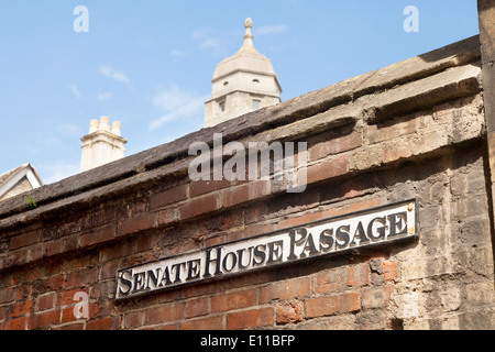 Senat Haus Passage Straßenschild, Cambridge England UK Stockfoto