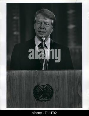 10. Oktober 1977 - unterzeichnet Präsident Jimmy Carter, die zwei Bündnisse UN-Pakt über bürgerliche und politische Rechte und den Pakt über wirtschaftliche, soziale und kulturelle Rechte. ECON. & Soziale Ratssaal. Stockfoto