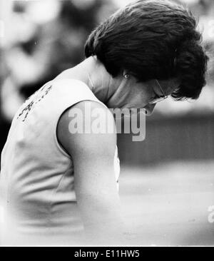 Tennisspielerin Billie Jean King verliert in Wimbledon Stockfoto