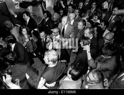 Premierministerin Indira Gandhi bereitet Rede Stockfoto