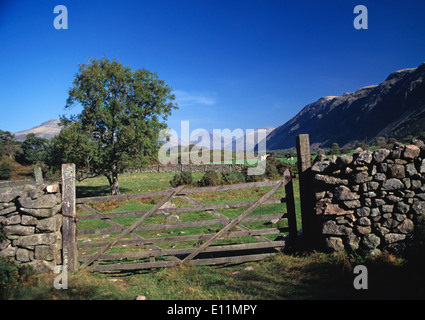 Vereinigtes Königreich. England. Cumbria. Tiefste. Tor in Trockenmauer. Stockfoto