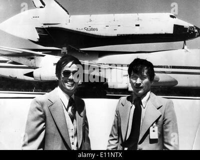 Astronauten Bob Crippen und John Young mit shuttle Stockfoto