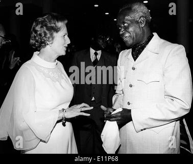 Margaret Thatcher besucht Kenneth Kaunda Stockfoto