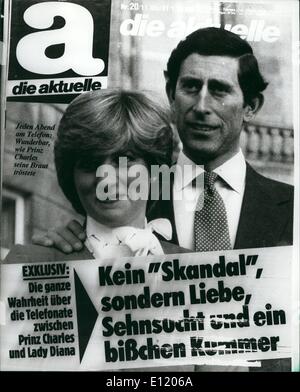 5. Mai 1981 - Deutsch Magazin sterben Maueröffnung gedruckt angebliche Telefonanrufe von Prinz Charles, Lady Diana: Das deutsche Magazin, Die Maueröffnung, die gedruckten 300.000 zusätzliche Exemplare der Ausgabe mit dem Bericht über angebliche Telefongespräche zwischen Prinz Charles und Lady Diana Spencer, ein Welpe nach den paar Anwälte verkauft worden. Sie sagen, sind Fälschungen, und Prinz Charles betont sind. Foto zeigt das Cover von der Bundesrepublik Deutschland Magazin sterben Maueröffnung-mit den so genannten Charles und Lady Diana Telefonanrufen in es gedruckt. Stockfoto