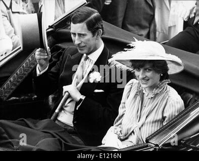 Prinz Charles und Prinzessin Diana kommen in Ascot Stockfoto