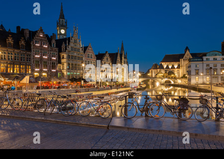Abend in Gent, Belgien. Stockfoto