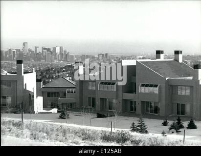 2. Februar 1988 - '' Broadcast-Hill'': Während Olympia 1988 in Calgary 4500 Journalisten, Fischernetze und TV-Mitarbeiter werden vor Ort arbeiten. Foto zeigt eines der Medien-Dörfer in '' Sendung Hill " Stockfoto