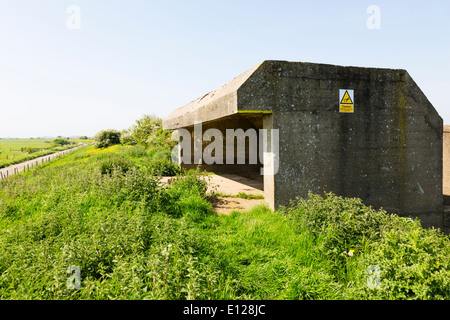 Ufer Akku Pistole Plätz, Frieston Ufer Batterie, Lincolnshire, England Stockfoto