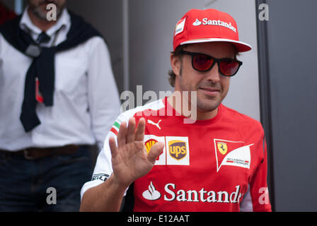 Monaco. 21. Mai 2014. Ferrari-Pilot Fernando Alonso in Monaco. Bildnachweis: Kevin Bennett/Alamy Live-Nachrichten Stockfoto