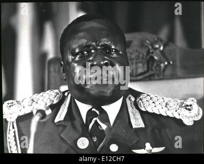 12. Dezember 2011 - Idi Amin Uganda: Bewältigung der DAU-Gipfel auf Mauritius als der scheidende Präsident. Am Tag des israelischen Angriffs genommen. Präsident Amin in Uganda. Kredit: Camerapix Stockfoto