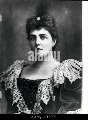 24. Februar 2012 - zeigt Foto Lady Randolph Churchill, Tochter von Leonard Jerome von New York - Frau von Lord Randolph Churchill und Mutter von Sir Winston Churchill, geboren im Jahre 1874, Porträt genommen im Jahr 1872. Stockfoto