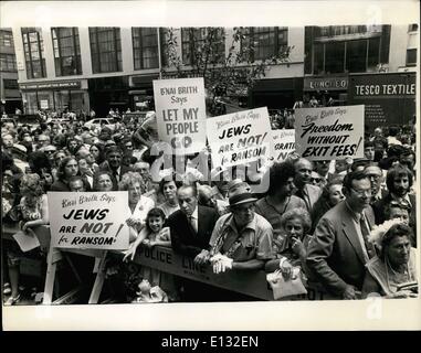 26. Februar 2012 - Demonstration gegen sowjetische Steuer auf jüdische Auswanderung. NYC Garment Center, 7th Ave und 40. St. August 29,1972 Stockfoto