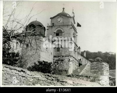 28. Februar 2012 - militanten Mönchen auf dem Berg Athos... Im Esphigmenou Kloster auf dem Berg Athos in den Norden von Griechenland 40 Mönche Stockfoto