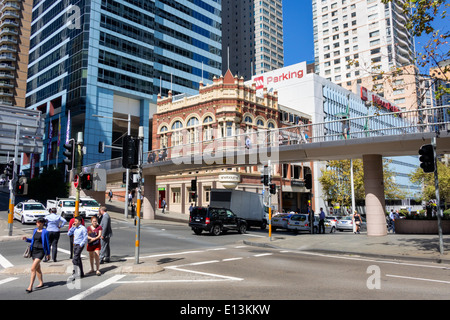 Sydney Australien, Markt, Sussex Street, Pyrmont Fußgängerbrücke, Verkehr, Shelbourne, Hotel, Hotel, Hotels, Gebäude, AU140311021 Stockfoto