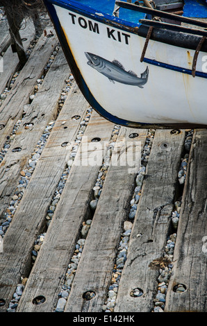 Zusammenfassung der Fischerboote auf Slipway am Sheringham Norfolk Stockfoto